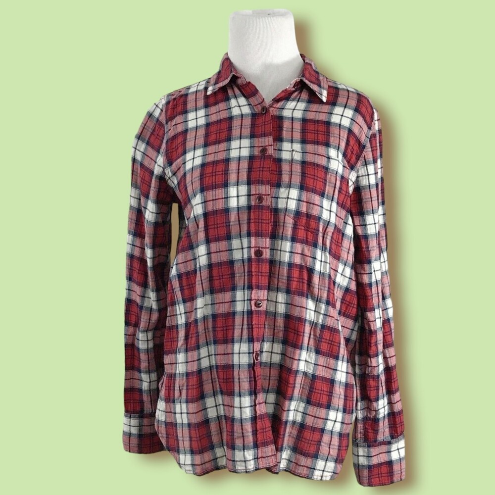J.Crew Red‎ White Blue Plaid Herringbone Button Down Shirt B4931 Mens 2